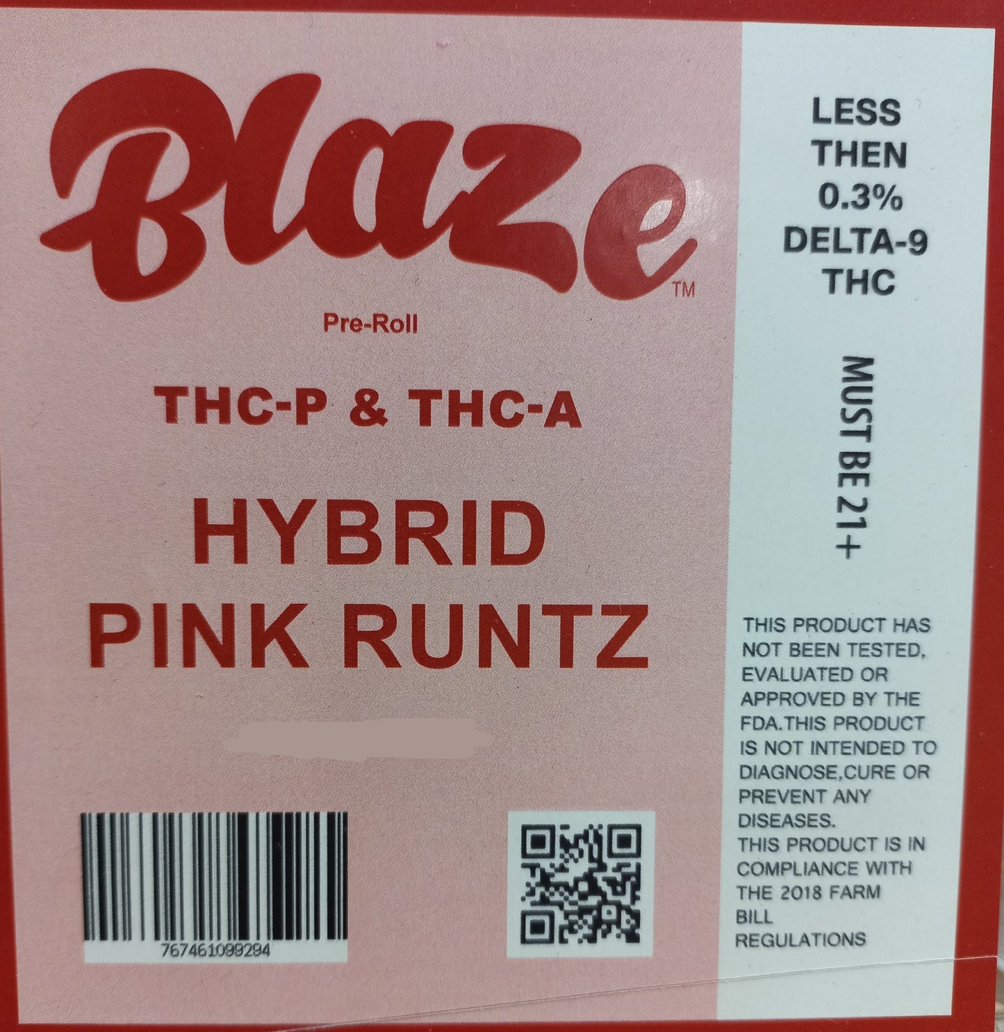BLAZE Pre-rolls THC-A - THC-P 1.3 Grams
