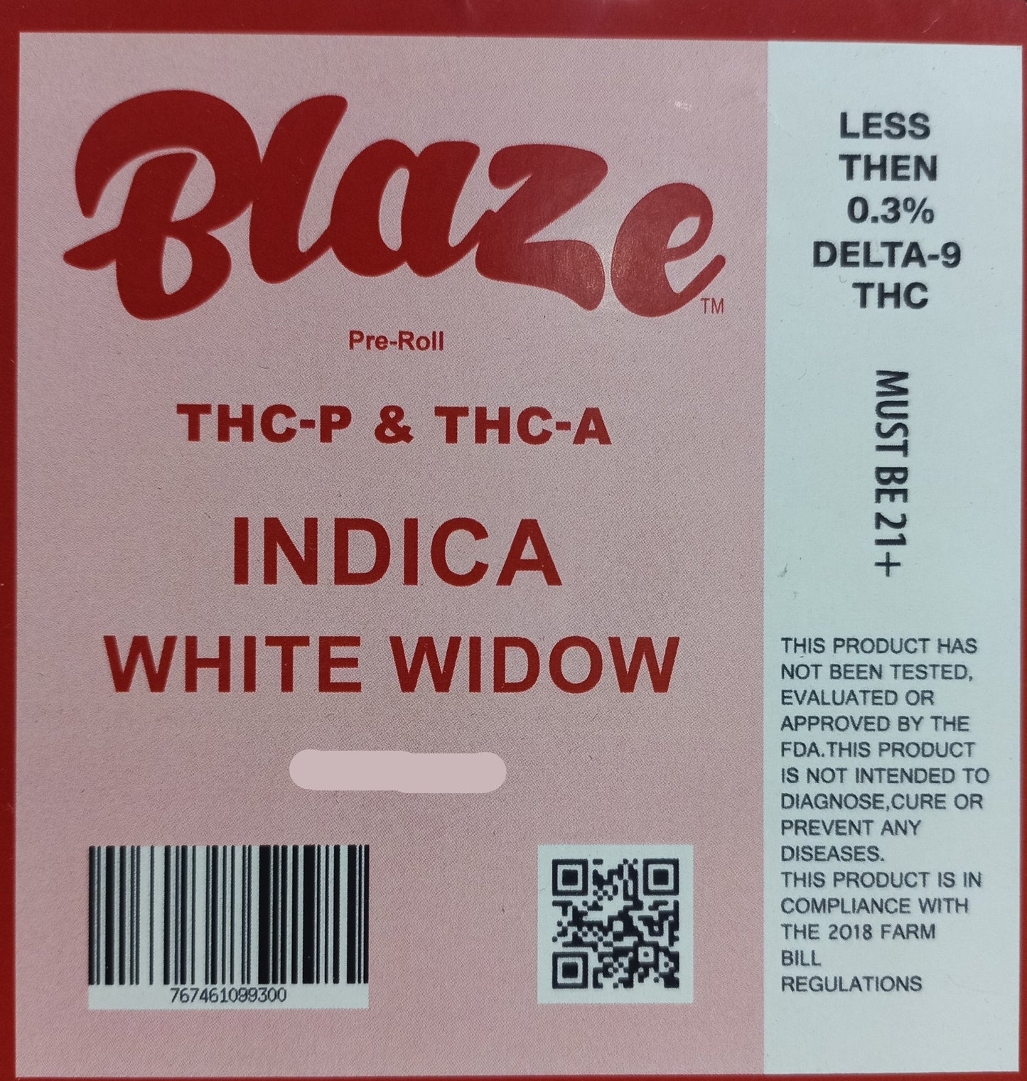 BLAZE Pre-rolls THC-A - THC-P 1.3 Grams