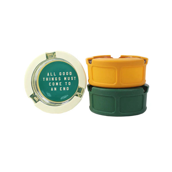 GIDDY 3" SILICONE & GLASS ASHTRAYS