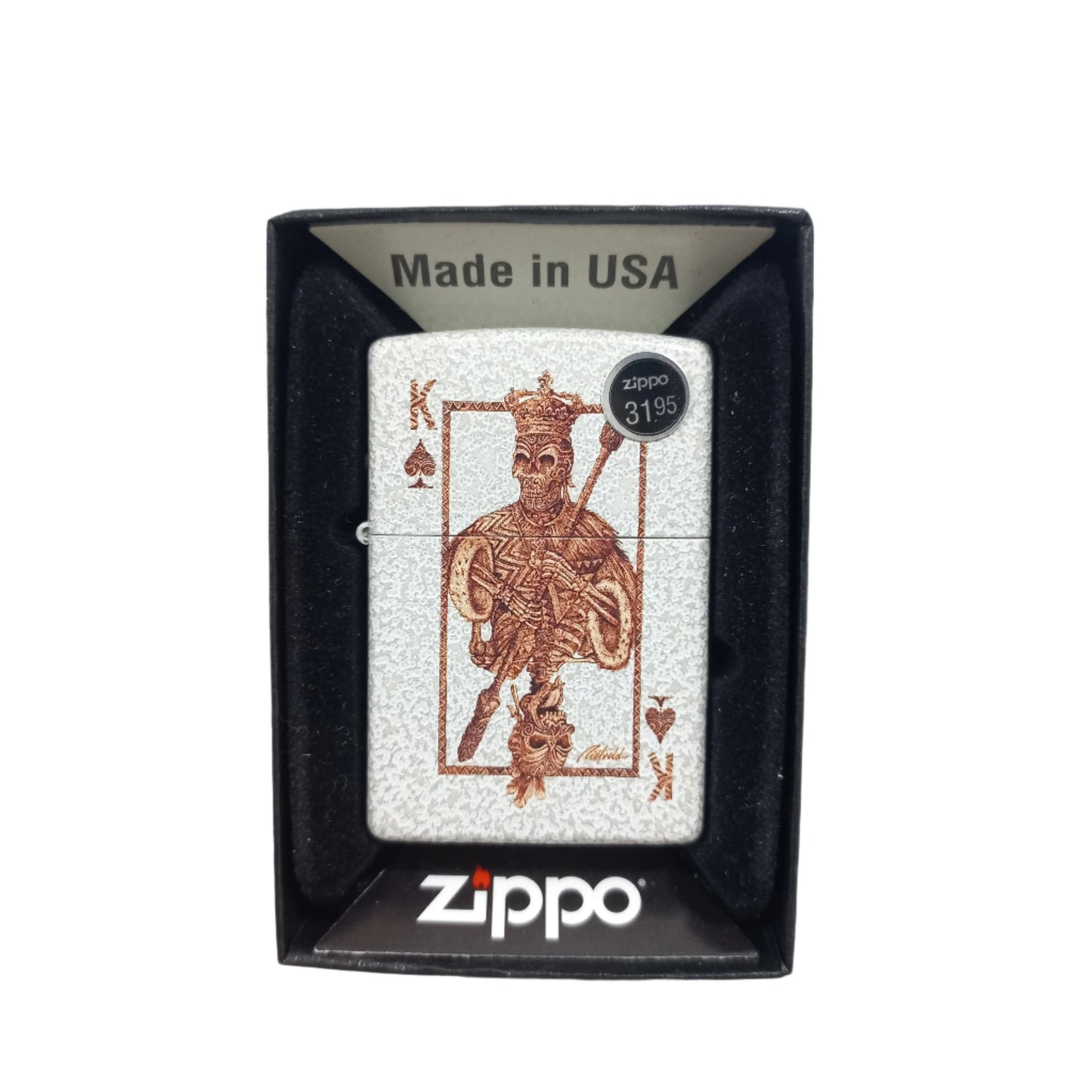 ZIPPO LIGHTER SKELETON PLAYING CARD DESIGN