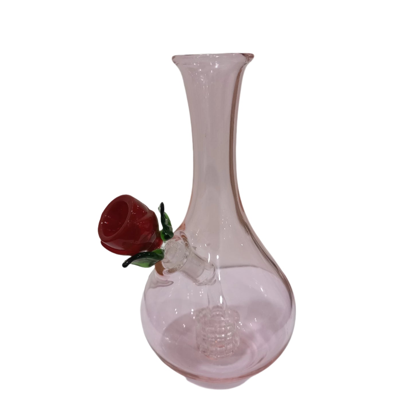 ROSE IN VASE GLASS WATER PIPE - 7"